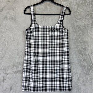 MNG Dress Womens XS Black White Plaid Sleeveless Square Neck Mini Tank Lined